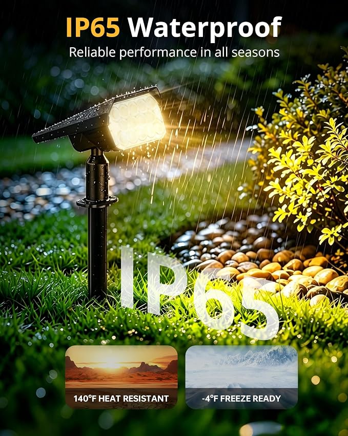 Solar Lights Outdoor Waterproof IP65, 56 LED 3 Lighting Modes Solar Spot Lights Outdoor, Solar Powered Landscape Lighting for Yard Pathway Garden, 4 Pack (Warm White)