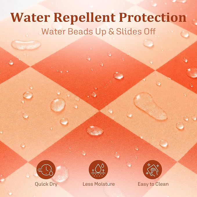 Ohocut Checkered Shower Curtain, Double Orange Plaid Shower Curtains for Bathroom, Cute Retro Checkboard Shower Curtain Vintage Aesthetic, Washable Fabric Bath Curtain 72''x72''