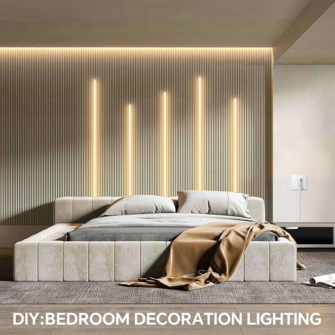 LED Shelf Light 12V,6.56Ft 6-in-1Dimmable Cuttable COB LED Strip Lights,with 60W Adpter Cabinet Light 4000K for Bookshelf, Display Cabinet, Closet, Kitchen and Pantry