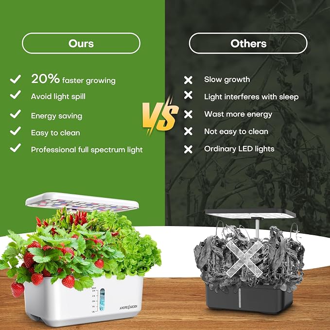 Indoor Garden Hydroponics Growing System: 10 Pods Kit with LED | Plant Germination Kit Herb Vegetable Growth Lamp Countertop, Hydroponic Planter Grower Harvest Lettuce for Beginner Gardeners