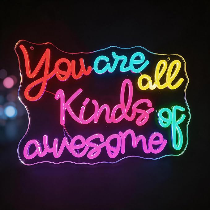 "You Are All Kinds of Awesome" Classroom LED Neon Sign | Classroom neon sign,14.6" x 10.8", Wall Decor, Positive Affirmation Light, Girls' Bedroom & Dorm, Self-Care Aesthetic