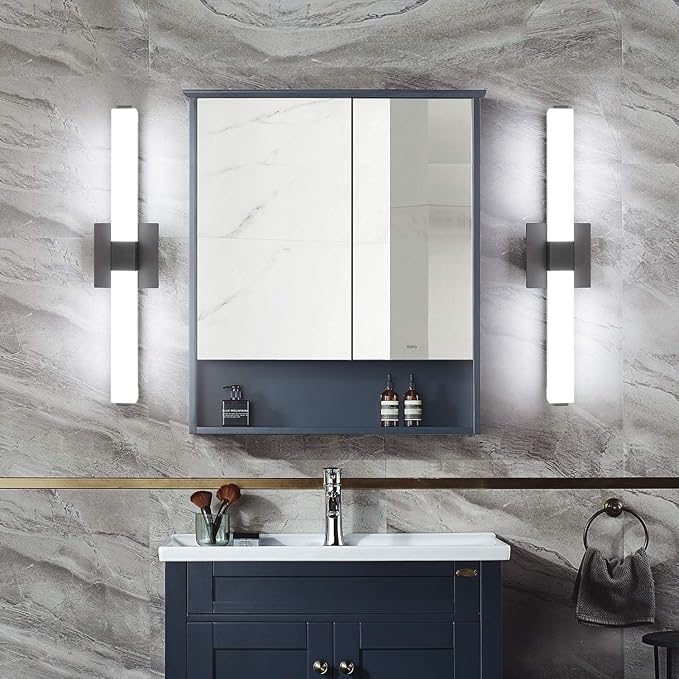 ZUZITO Bathroom Vanity Light Black - 24 inch Modern Vanity Lights for Bathroom - 18W LED Bath Lights Over Mirror Cool White Light 6000K