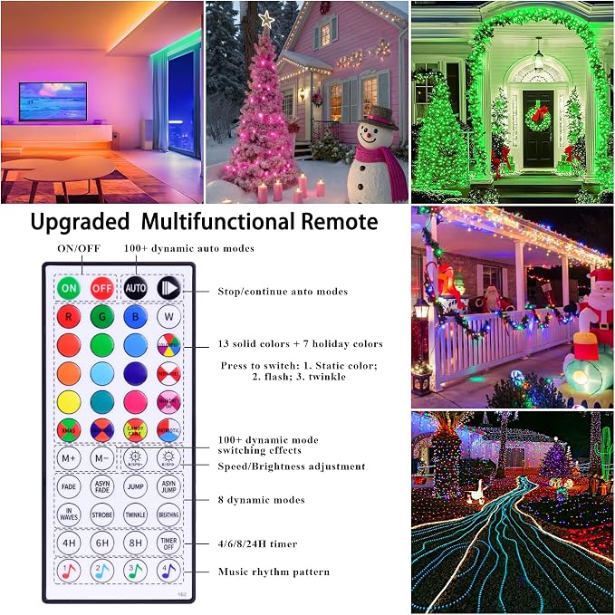 200FT LED Rope Lights for Outside Waterproof with Remote & APP | 610 LED String Light Outdoor Plug in, 16 Million Colors Changing Music Sync Smart Fairy Lighting for Bedroom Indoor Christmas