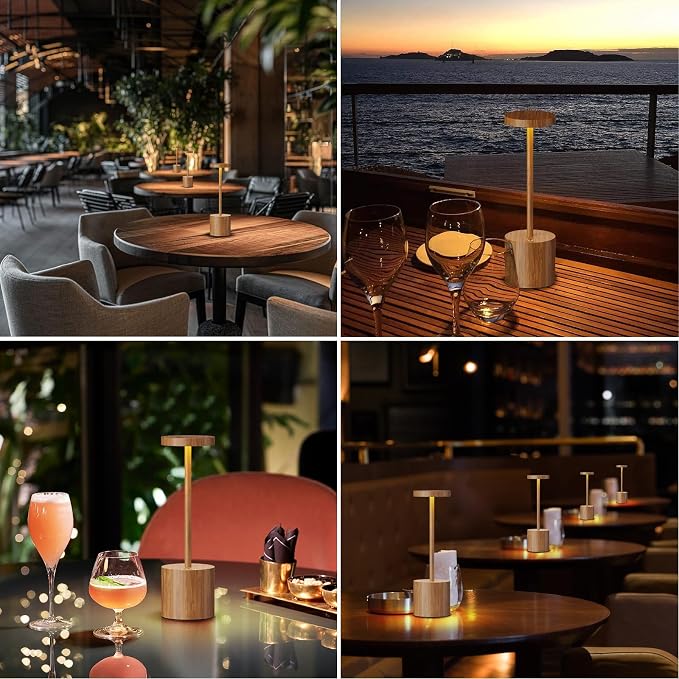 Cordless Table Lamp Rechargeable,Battery Powered LED Outdoor Table Light | SAKRINGT 3 Color Stepless Dimming,72Hrs Long Lasting Battery Operated,Portable Waterproof Touch for Patio Restaurant Dining