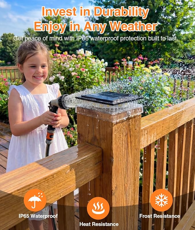 16 Pack 4x4 Solar Post Cap Lights Outdoor, Fence Post Solar Lights with Warm Light Mode, Waterproof Fence Deck Post Lights Solar Powered Fits 4x4 3.5x3.5 Vinyl Wooden Posts for Deck Porch