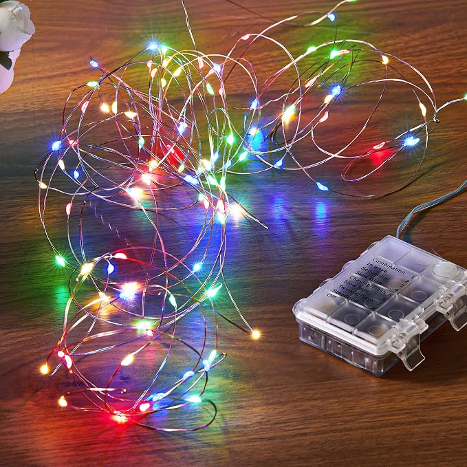 Ariceleo 1 Pack 16.4 Ft. Battery Operated Outdoor String Lights with Remote & Timer, LED Multi Color Fairy Lights, Waterproof Twinkle Lights for Bedroom, Dorm, Mason Jar, Wedding, Party, Christmas