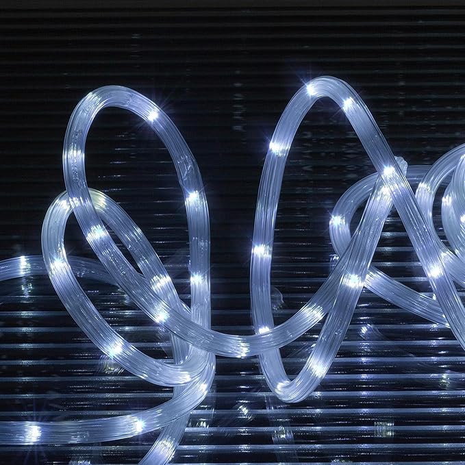 Ripple Tube LED Rope Lights with Remote Control - 8 Modes, 360° Glow,Waterproof for Outdoor/Indoor,Garden,Wedding,Pool,Patio,Christmas Decor (White, 33ft)