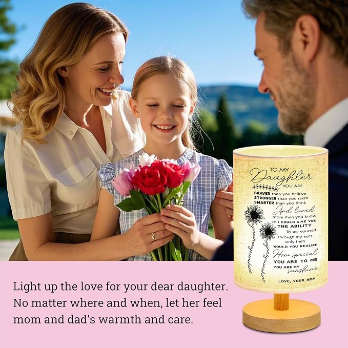WSYEAR Daughter Gifts from Mom - Table Lamp Birthday Gifts for Daughter from Mom Girl Present Night Light for Bedroom Living Room Graduation Gifts