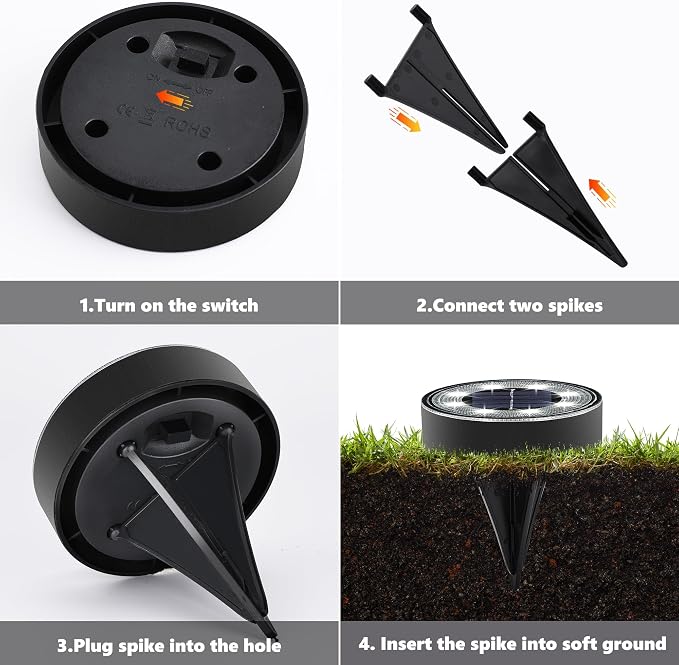 Joomer Solar Ground Lights Outdoor Waterproof, 8 Pack 8 LED, White | Solar Powered Garden Lights Disc Landscape Lighting Outdoor for Patio Pathway Lawn Yard Driveway Walkway outside