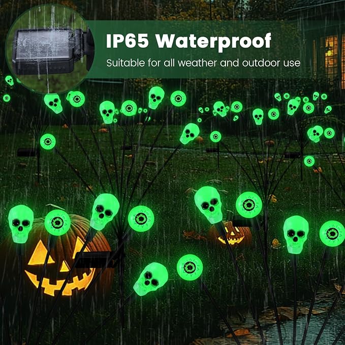 vignuto Halloween Decorations Outdoor, Scary Eyeball Lights,4PACKS 32LED,IP65 Waterproof,Halloween Decor for Garden/Yard/Patio/Lawn/Pathway(Green)