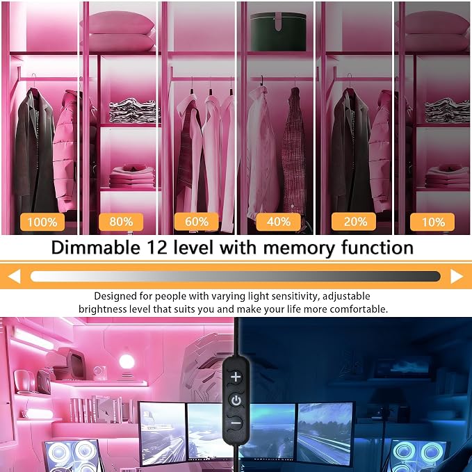 COB Pink 30Ft LED Strip Lights 24V Safe Voltage Dimmable Eye‑Caring Flexible Tape Lights for Princess Girls Bedroom Kids Room Nursery Under Cabinet Home Decor Easy Install High CRI95+