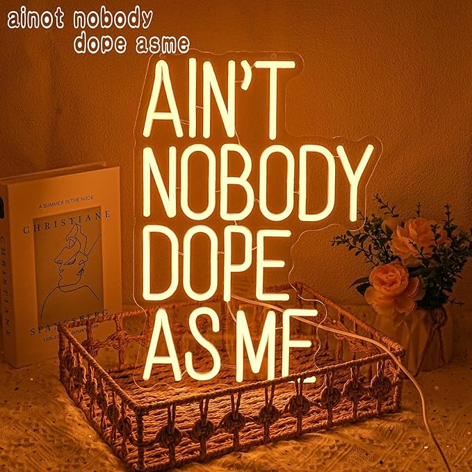 Ain't Nobody Dope As Me Neon Sign Motivational Neon Light for Man Cave Wall Decor Dimmable Warm White Letter LED Sign for Bedroom Gym Office Teen Room Party
