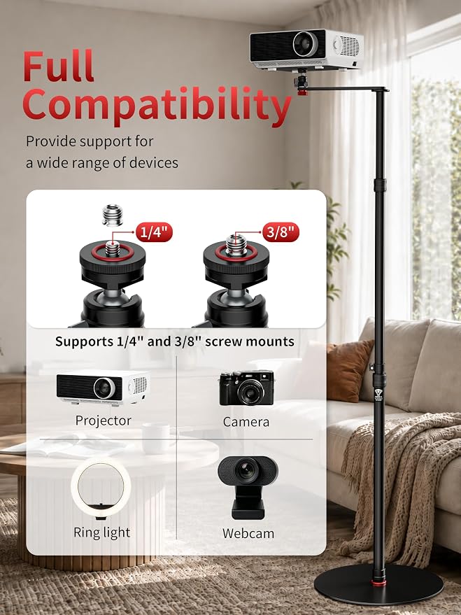 IFOOTAGE Cobra RB-A400-PE Professional Projector Stand, Heavy Duty Aluminium Tripod Stand with Adjustable Ball Head, 90° Tilt Angle, Weighted Base for Projector, DSLR, LED Light (79")