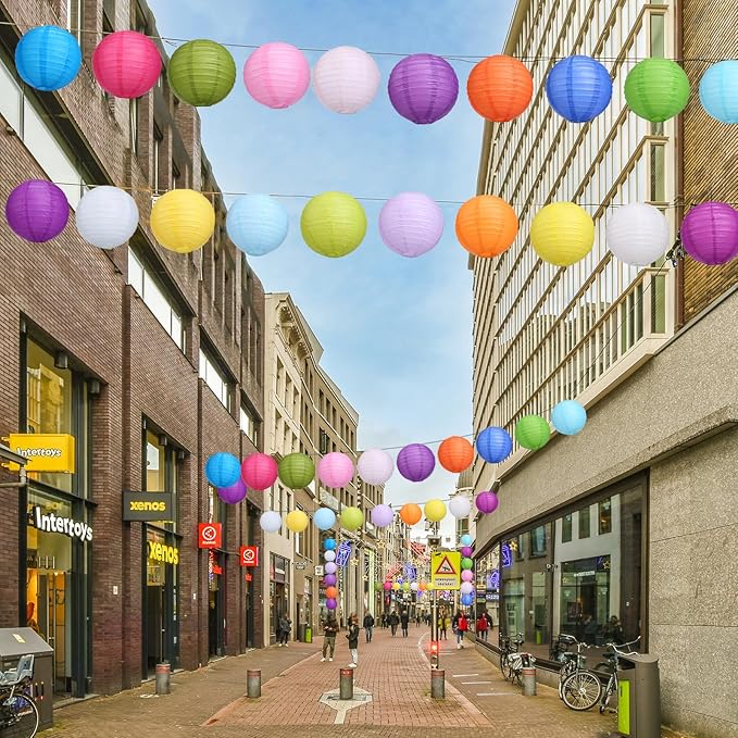 LIHAO 20PCS Colorful Paper Lanterns Party Decorations, 8 inch | Chinese Lanterns Decorative, Outdoor Indoor Use, Weddings Birthday New Year Christmas Halloween