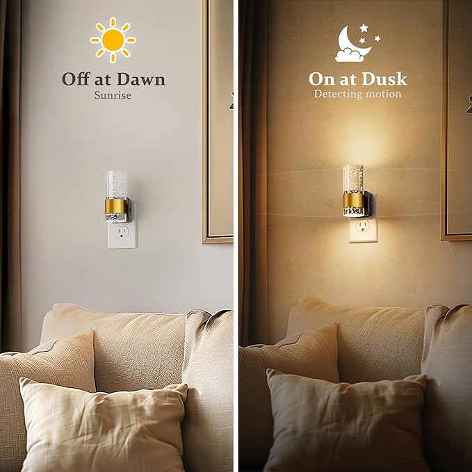 JandCase Night Light, Night Lights Plug into Wall,3000K Dimmable LED Night Light with Adjustable Brightness, Automatic Night Lights Plug in with Auto Light Sensor, for Bathroom Hallway Decor-1 Pack