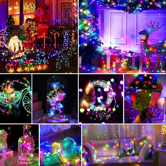 pozzolanas 100 Pack Multicolor Battery Operated String Lights - 7ft Waterproof Fairy Lights with 20 LEDs for Home, Mason Jar, Party, Wedding, Halloween, Christmas Decorations