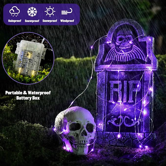 JMEXSUSS 2 Pack Purple Fairy Lights Battery Operated, Total 400LED 132ft | Halloween Fairy Lights with Remote, Timer, 8 Modes, Christmas Twinkle String Lights for Halloween Bedroom Tree Patio Decor