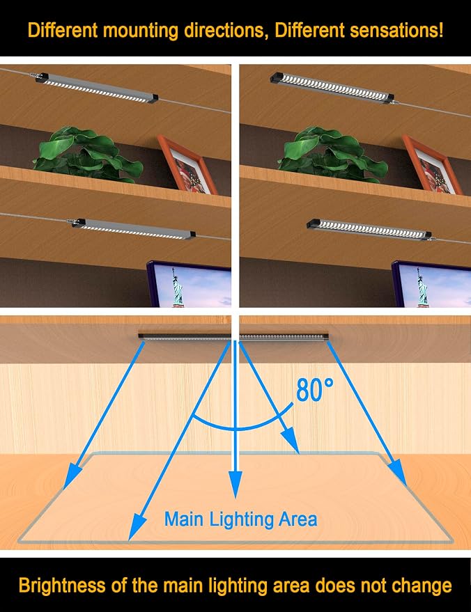 EBD Under Cabinet Lights Plug in 15 Pcs 12 Inch, Dimmable No Messy Wires Built-in Adjustable Cable LED Light Bar, T-Connector Counter Lighting for Smart Plug Kitchen Home Office 3000K 6750Lm 6 Cables