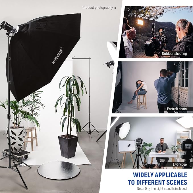 NEEWER 13ft/400cm Air Cushioned Light Stand, Heavy Duty Metal Photography Tripod Stand with 1/4” to 3/8” Reversible Screw Adapter and 3 Way Mounting Interface, Load Capacity: 6.5lb/3kg, ST-400AC | Photography Tripod Stand, 1/4" to 3/8" Reversible Spigo...