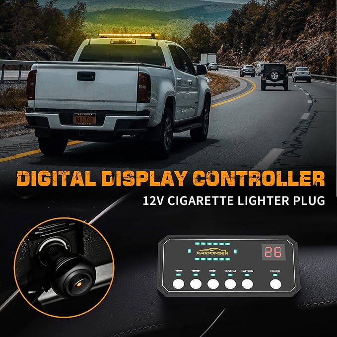 XRIDONSEN 28.4" 80 LED Amber Roof Top Strobe Light Bar Emergency Warning Flashing Safety Hazard Magnetic Double Side Traffic Advisor Lights for Plow/Tow Trucks Construction Vehicles Wreckers Pickup