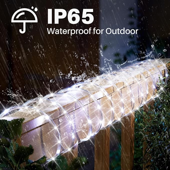 66ft/20m 720 LEDs Rope Lights, Cool White Rope Light Outside, Waterproof Rope Lighting for Indoor Outdoor, Plug in Flexible Connectable Decor Lights for Garden, Patio, Pool, Bedroom (6000K)