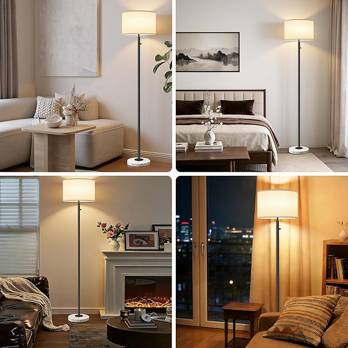 Floor Lamp,Modern Floor Lamps for Living Room,Standing Lamp with Marble Base,LED Bulb Included,Tall Dimmable Floor Lamp for Bedroom,Living Room,Office,Reading and Nursery
