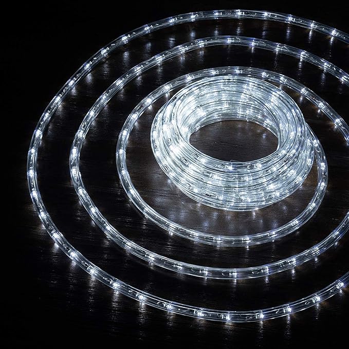 WYZworks 1656LEDs, 150ft LED Outside Rope Lights, Waterproof Permanent Outdoor ETL Certified Connectable Clear Tube, Christmas Palm Tree Holiday Decorative Landscape Patio Accent Lighting - Cool White