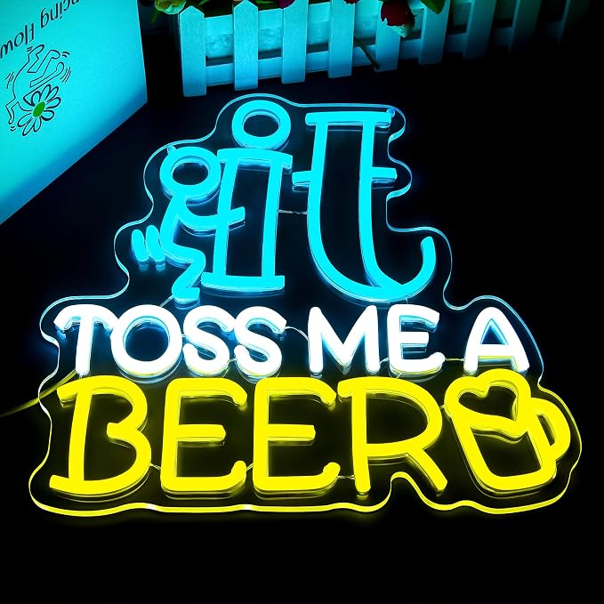 Beer Neon Sign for Wall Decor Beer Led Neon Bar Light for Man Cave | Dimmable LED Neon,Drinker Birthday Beer Gifts,Led 5V USB Powered,Bar,Pub,Bistro,Party Decor,Business Wall Art,13.3*14.1in
