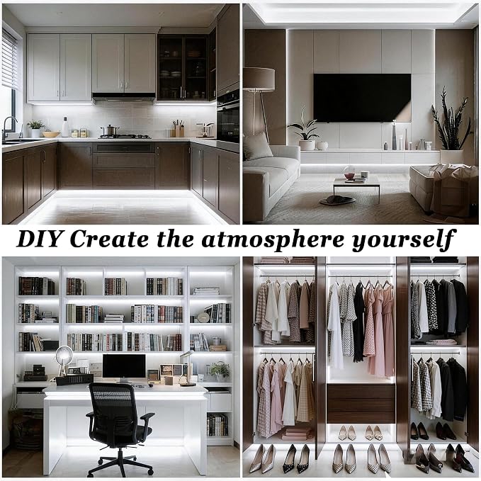 COB 10Ft White LED Strip Lights, 24V Super Bright LED Tape Lights High CRI95+, Dimmable Lights Strip,Flexible LED Rope Lights for Kitchen Cabinet, Stairs, Bedroom, Vanity Mirror,Home DIY Deco