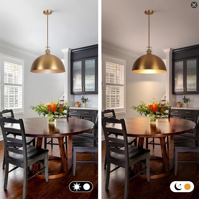 LamQee 18 Inch Brushed Gold Large Pendant Light Kitchen Island, Farmhouse Modern Dome Pendant Light Fixtures Ceiling Hanging Lighting Chandelier for Dining Room Over Table, Bar, Hallway, Entryway