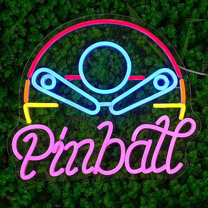 Pinball Neon Sign for Business Game Neon Sign Colorful LED Neon Sign USB Powered LED Neon Light for Bedroom Game Room Mall Game City Man Cave Decoration(14.6"*12.9")
