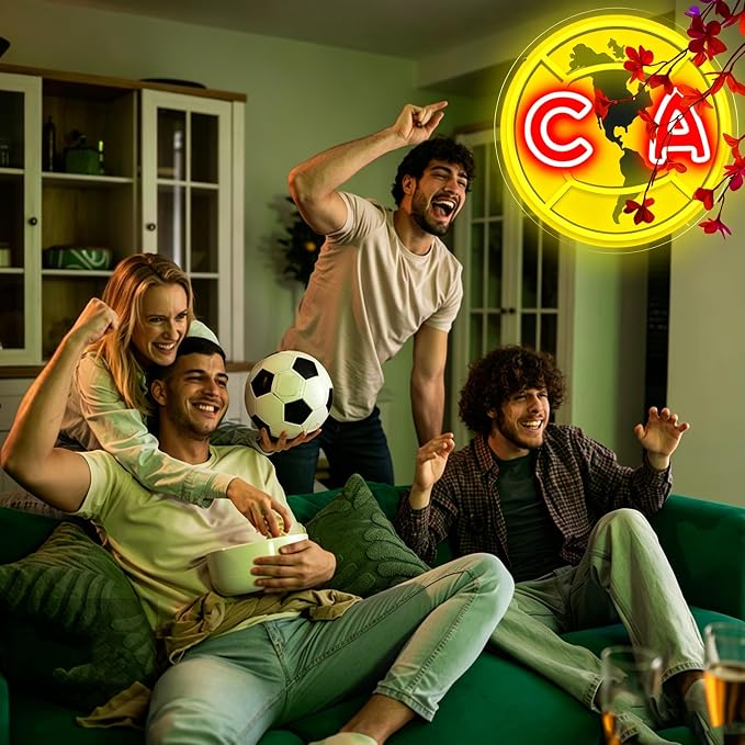 AHlove Football Team Logo，Neon Sign for Wall Decor，LED Neon Lights for Bedroom、Man Cave，Birthday、Christmas Gifts for Boys