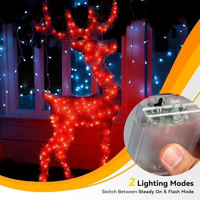 LitHome 4 Pack Red Fairy Lights Battery Operated, Each 20 FT 60 LED | Halloween Twinkle Lights Battery Operated 2 Modes, Waterproof Fairy String Light for Party Wreath Garland Table Decor