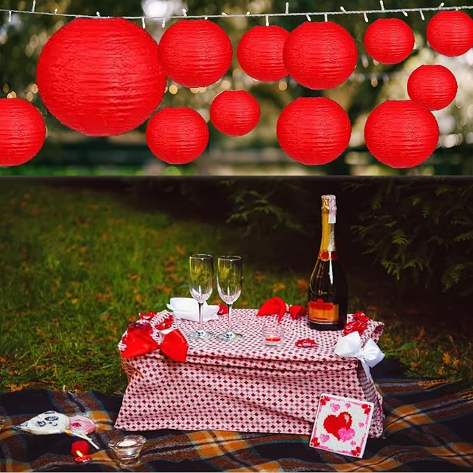 12Pcs Paper Lanterns 6”, 8”, 10”, 12”,Paperlanterns Party Decoration, White Paper Lanterns for Wedding, Bridal, Birthday, Outdoor, Home, Garden, Holiday and Party.
