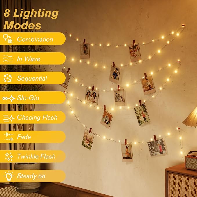 Rechargeable Fairy Lights Plug In 33FT 100 LED,8 Modes Fairy Lights Battery Operated with Remote Timer USB Charging, IP65 Waterproof Outdoor Camping Lights, for Camping Patio Christmas Bedroom Decor