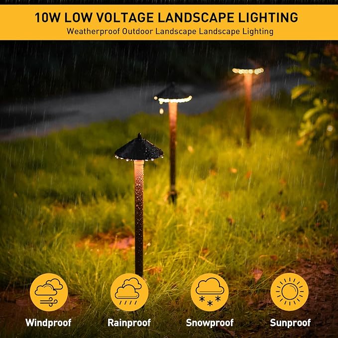 Malibu Low Voltage Pathway Lights, 10W Pro Style Halogen Landscape Lighting, 6Pack 2700K Warm White Path Light, 12V AC Bronze Outdoor Walkway Lights for Yard Garden 8308-9103