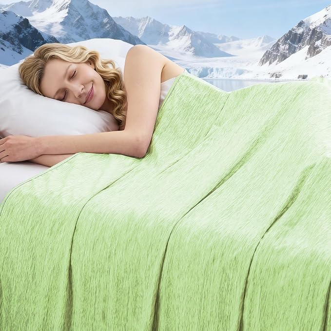 Cooling Blanket Throw Size, 50"x70" Cooling Blankets for Hot Sleepers, Cold Blanket Thin Lightweight Breathable Soft for Couch Bed, Lightweight Blanket Keep Cool for Night Sweats