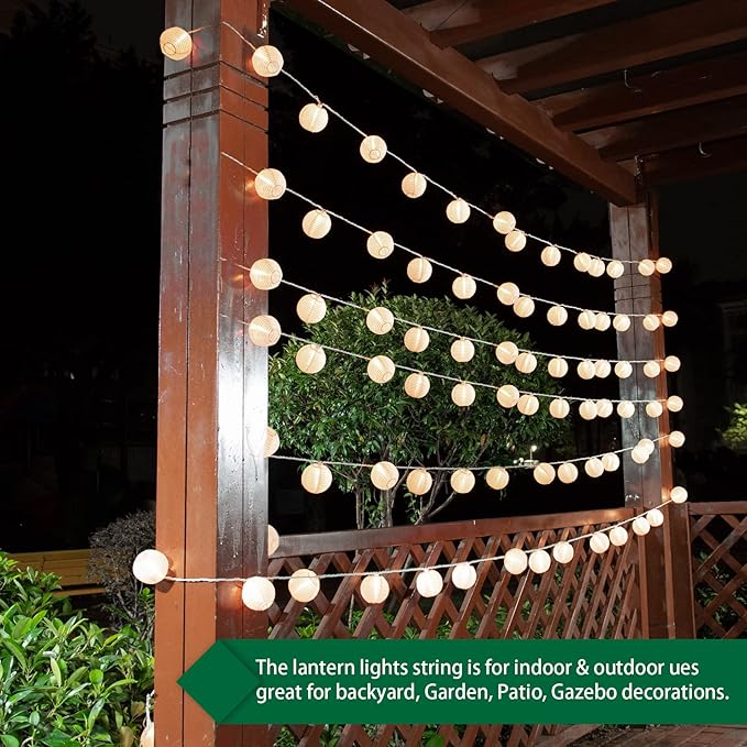 Lantern String Lights Plug in,20 Count Mini White Lantern Lights for Bedroom, Decorative String Lights Indoor Outdoor Porch Balcony Decor