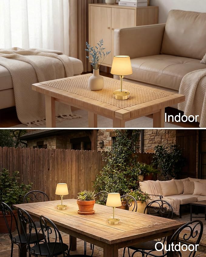 UMEXUS 2 Pack 9.8'' Small Cordless Table Lamp, Battery Operated Touch Lamps | Rechargeable 5200mAh Warm Light for Restaurant, Dimmable Portable Night Light for Bedside Dining Kitchen Outdoor, Light Blue