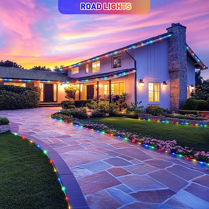JMEXSUSS 2 Pack 100 LED Solar Rope Lights Outdoor, Multicolor Tube Lights | 33ft, IP65 Waterproof, 8 Modes, PVC Tube, Outdoor, Trampoline Lights For Fence Walkway Path Trampoline Christmas Decor