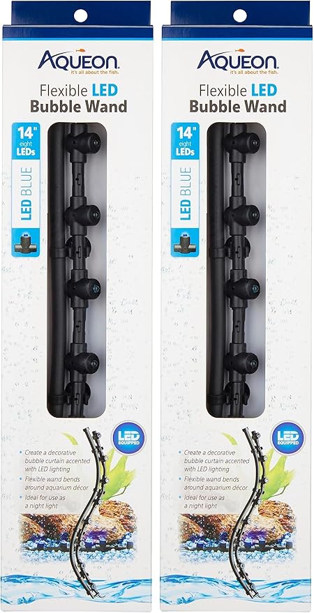 Aqueon Fish Tank Aquarium Flexible LED Accent Light and Bubble Wand, Blue, 14 Inch (Pack of 2)
