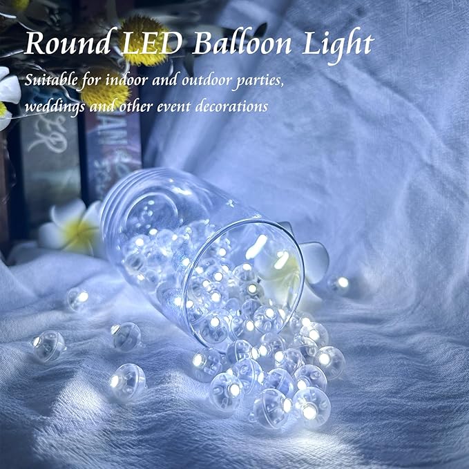 100pcs Balloon Lights Mini Led Lights Round Long Standby Time Ball Lighting Paper Lantern Balloons Lighting for Birthday Party Christmas Halloween Decoration Cold White