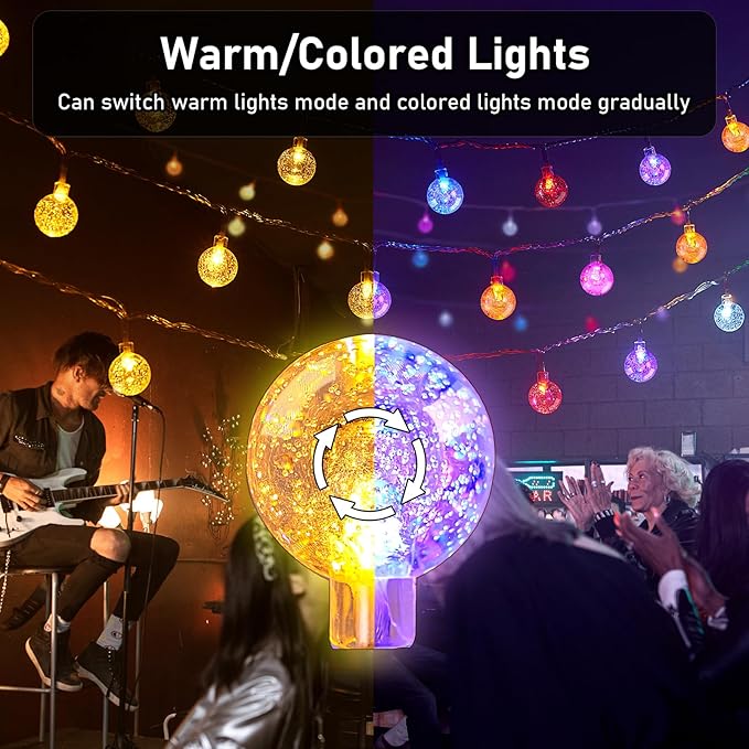 39FT Outdoor String Lights, 68 LED Patio Lights with Remote Control, Voice-Activated & Music Sync Mode, 16 Color-Changing Modes, Waterproof for Patio Garden Party Decor