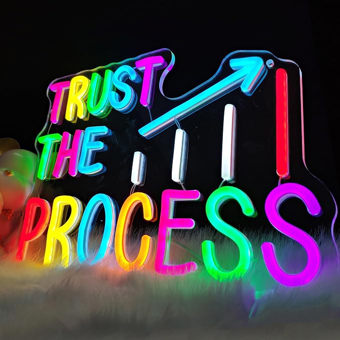 Neon Signs for Classroom, LED Inspirational Wall Decor for Kids Room,Office | Trust The Process Neon Sign, Colorful LED Classroom Decor, Inspirational Wall Art for Kids Room, Bedroom, Office & Playroom
