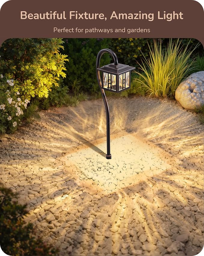EDISHINE Low Voltage Landscape Lighting, LED Pathway Lights Wired 4 Pack | 3W 185LM, 50,000H, Waterproof Die-Cast Aluminum for Walkway, Driveway, Garden, Path, Yard, Oil-Rubbed Bronze