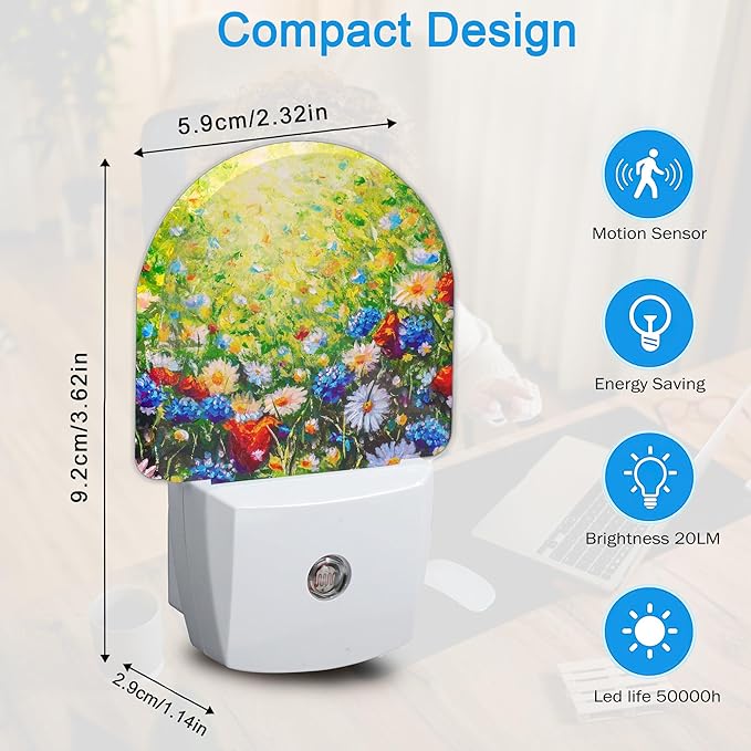 Night Light,Retro Abstract Daisy Night Lights Plug Into Wall Dusk to Dawn Sensor for Bedroom,Bathroom and Living Room for Women/Girls Gift