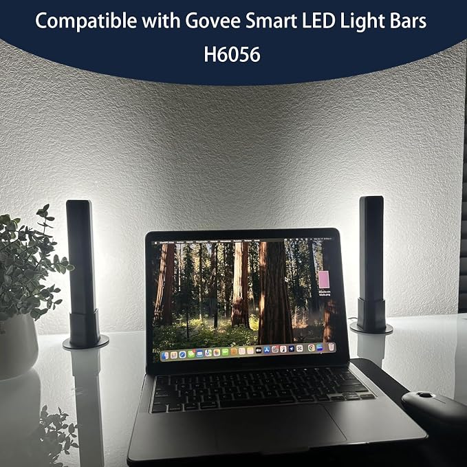 2PCS Vertical Light Holder Fit for Govee H6056 LED Light Bars & Base Bracket Kit for Monitor/TV Back (Light Bars Not Included)