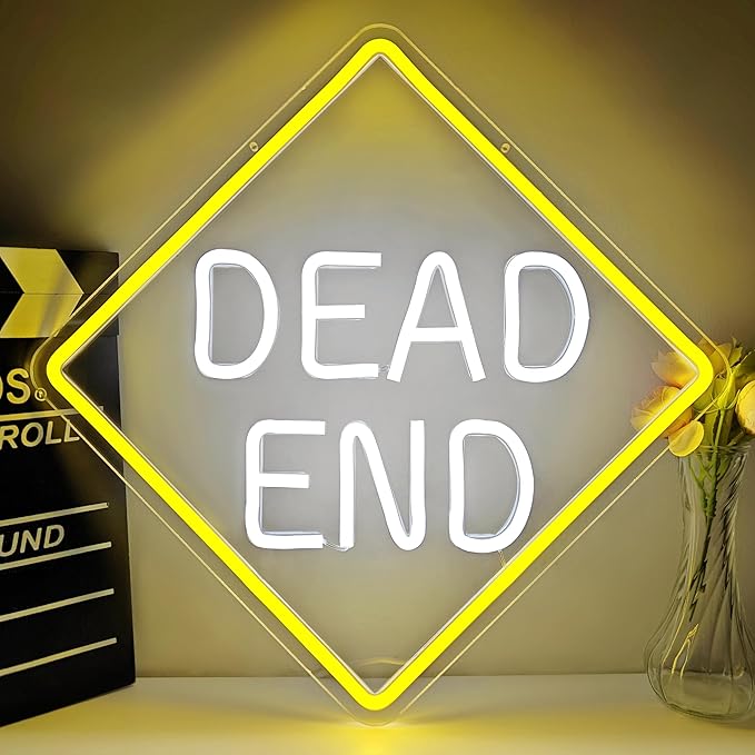 Dead End Neon Sign for Wall Decor Led Neon Lights Dimmable Light Up Sign for Bedroom Wall Light Up Sign for Bedroom Halloween Home Bar Club Man Cave Garage Decor