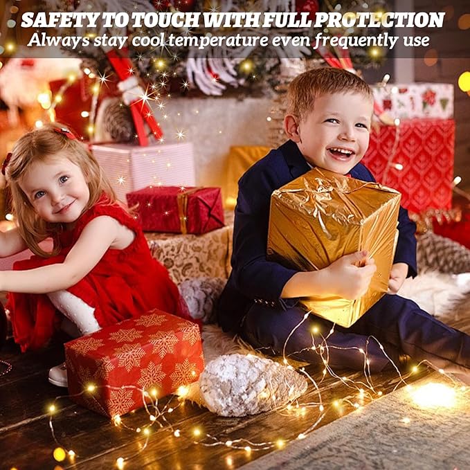 2-Pack Fairy Lights Plug in, 33ft 100 LED Fairy String Lights Indoor Outdoor Waterproof Copper Wire String Lights Warm White Twinkle Lights Starry Lights for Bedroom Garden Wedding Party Decoration