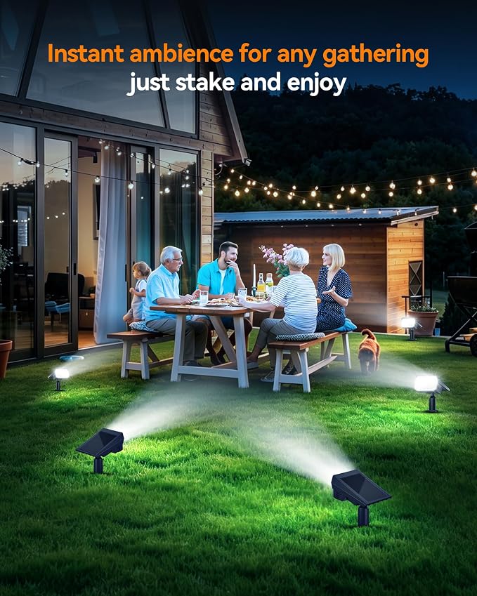 Solar Lights Outdoor Waterproof IP65, 56 LED 3 Lighting Modes Solar Spot Lights Outdoor, Solar Powered Landscape Lighting for Yard Pathway Garden, 6 Pack (Cool White)